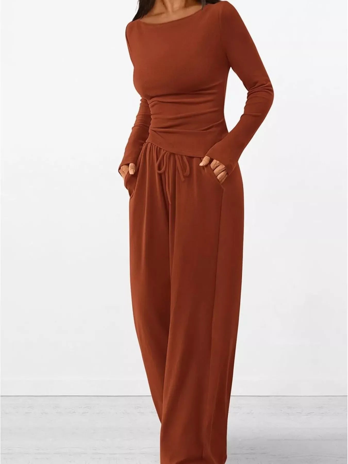 Women’s Long Sleeve Top & Wide Leg Pants Set Women's Sets The Nichole Collection