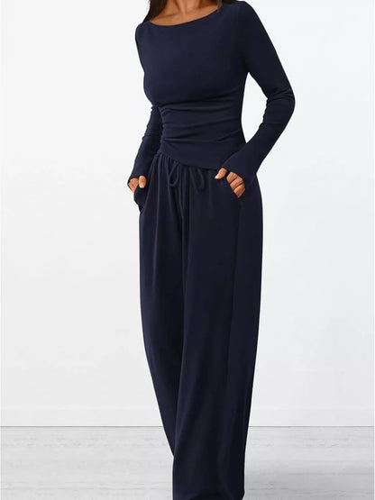 Women’s Long Sleeve Top & Wide Leg Pants Set Women's Sets The Nichole Collection