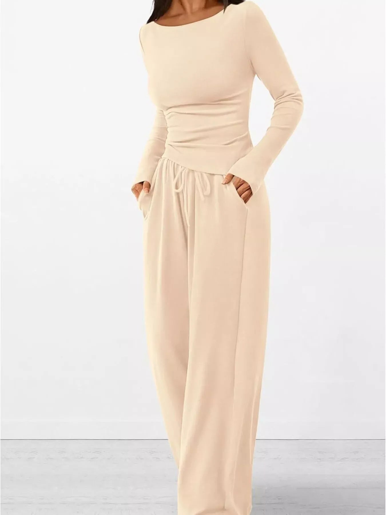 Women’s Long Sleeve Top & Wide Leg Pants Set Women's Sets The Nichole Collection