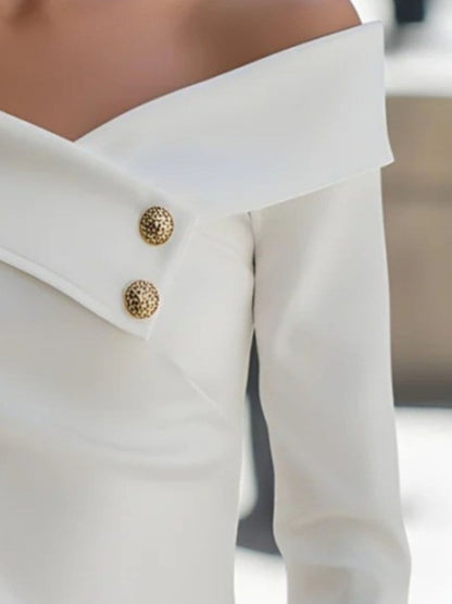 Women's Off-Shoulder Asymmetrical Button Blouse Shirts & Tops The Nichole Collection - Official Site