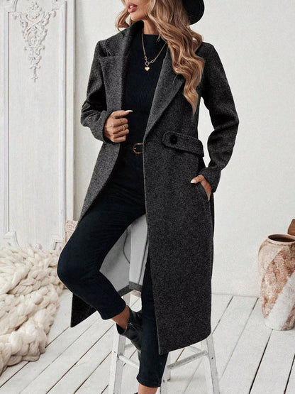 Women’s One-Button Wool Blend Overcoat – Tailored Winter Coat Coats The Nichole Collection
