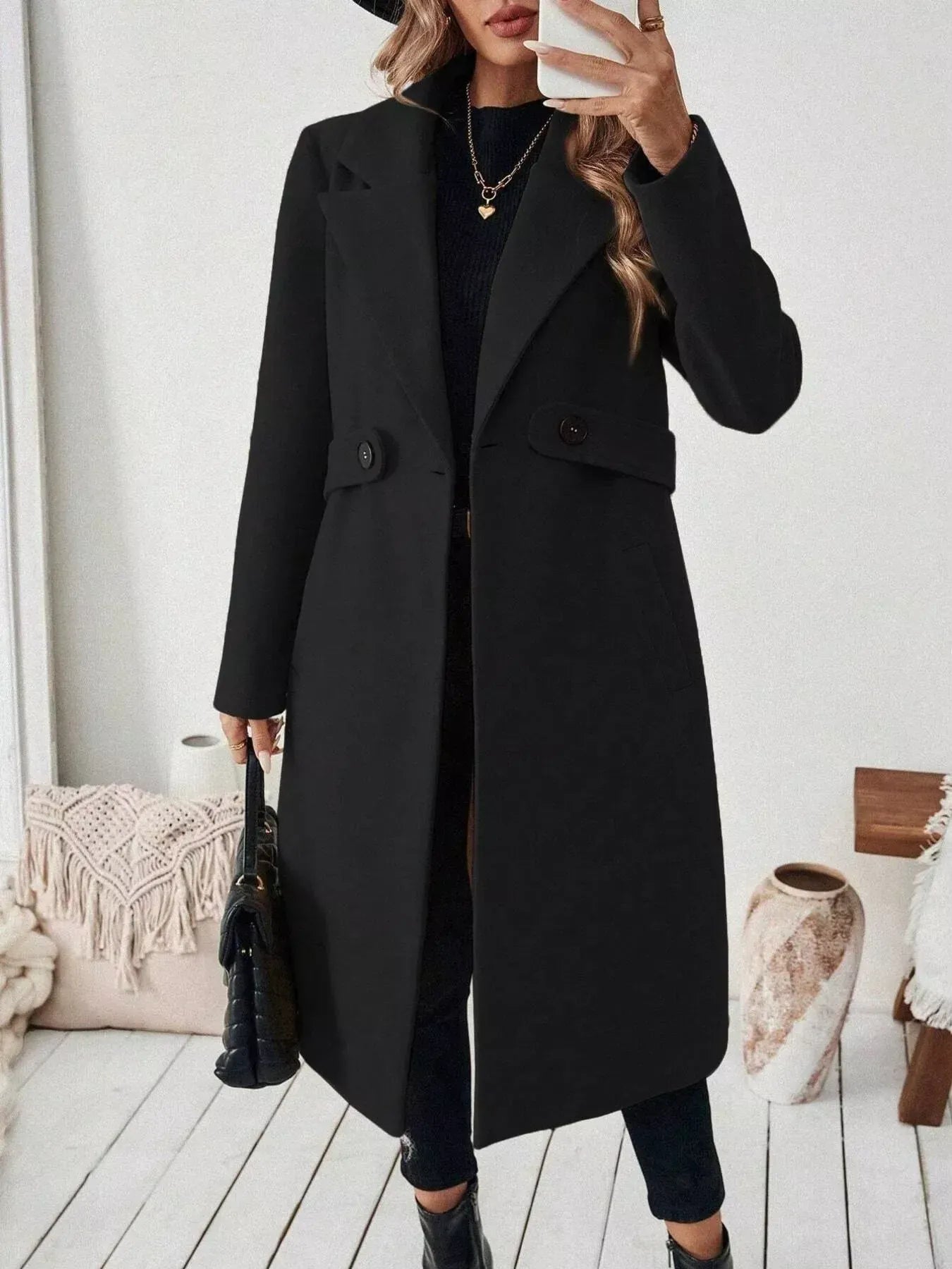 Women’s One-Button Wool Blend Overcoat – Tailored Winter Coat Coats The Nichole Collection