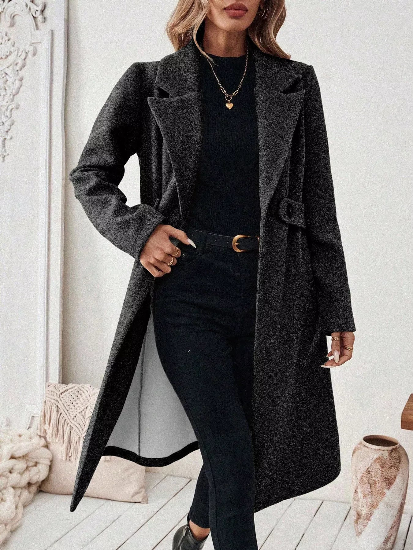 Women’s One-Button Wool Blend Overcoat – Tailored Winter Coat Coats The Nichole Collection