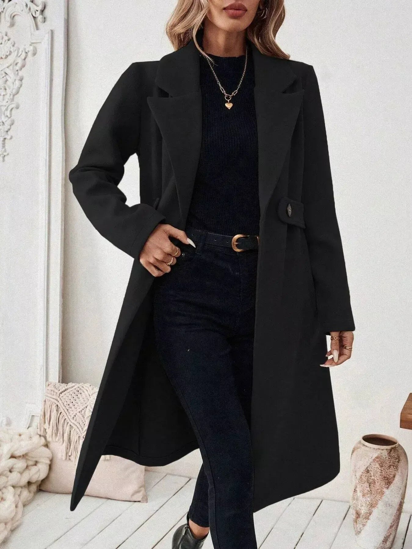 Women’s One-Button Wool Blend Overcoat – Tailored Winter Coat Coats The Nichole Collection