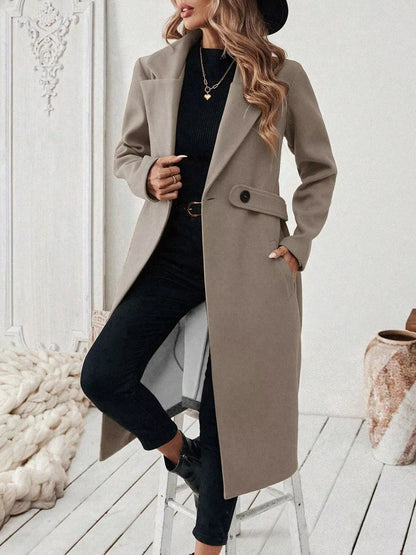 Women’s One-Button Wool Blend Overcoat – Tailored Winter Coat Coats The Nichole Collection