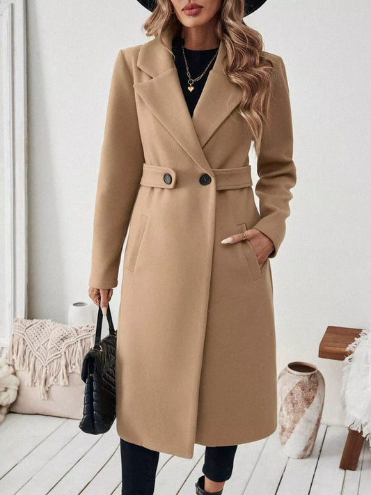 Women’s One-Button Wool Blend Overcoat – Tailored Winter Coat Coats Camel / S The Nichole Collection