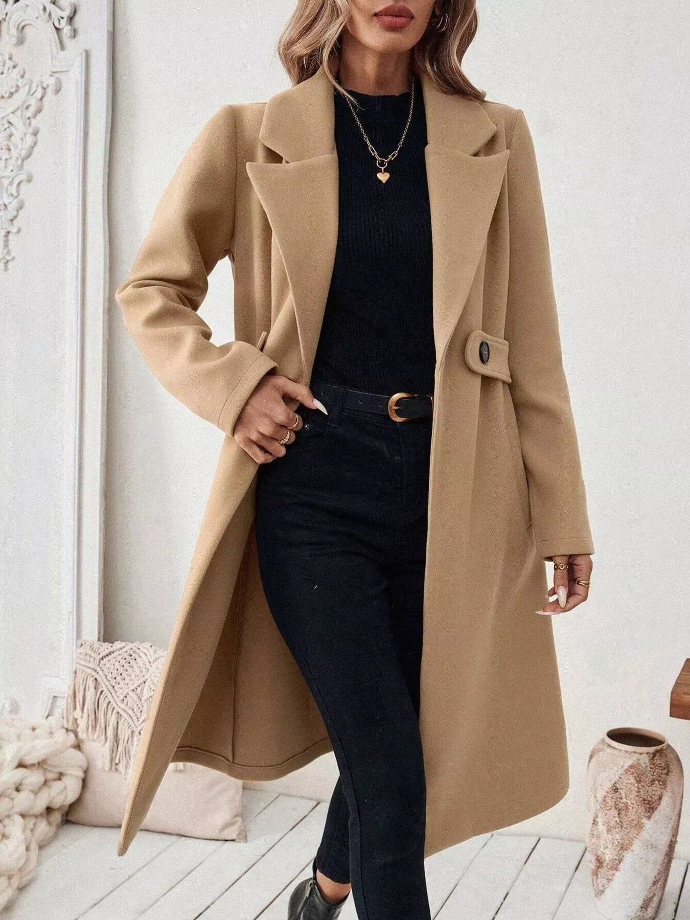 Women’s One-Button Wool Blend Overcoat – Tailored Winter Coat Coats The Nichole Collection