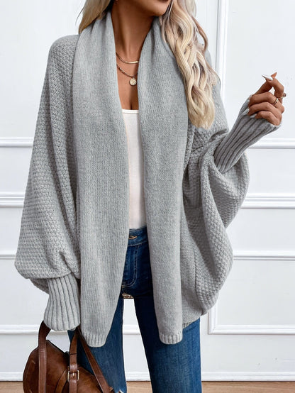 Women’s Open Front Cardigan – Lightweight Batwing Style Cardigan Light Grey / S The Nichole Collection