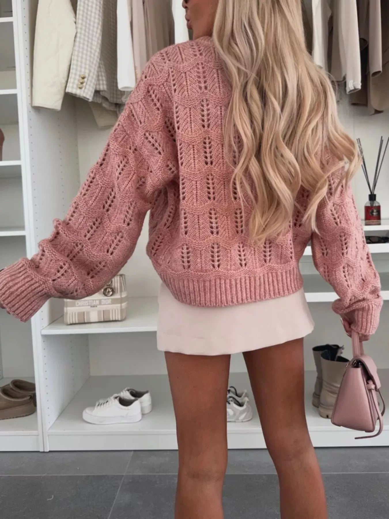 Women's Openwork Round Neck Sweater The Nichole Collection - Official Site