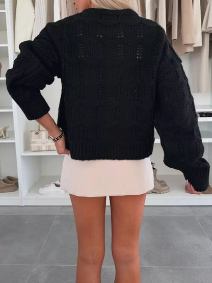 Women's Openwork Round Neck Sweater The Nichole Collection - Official Site