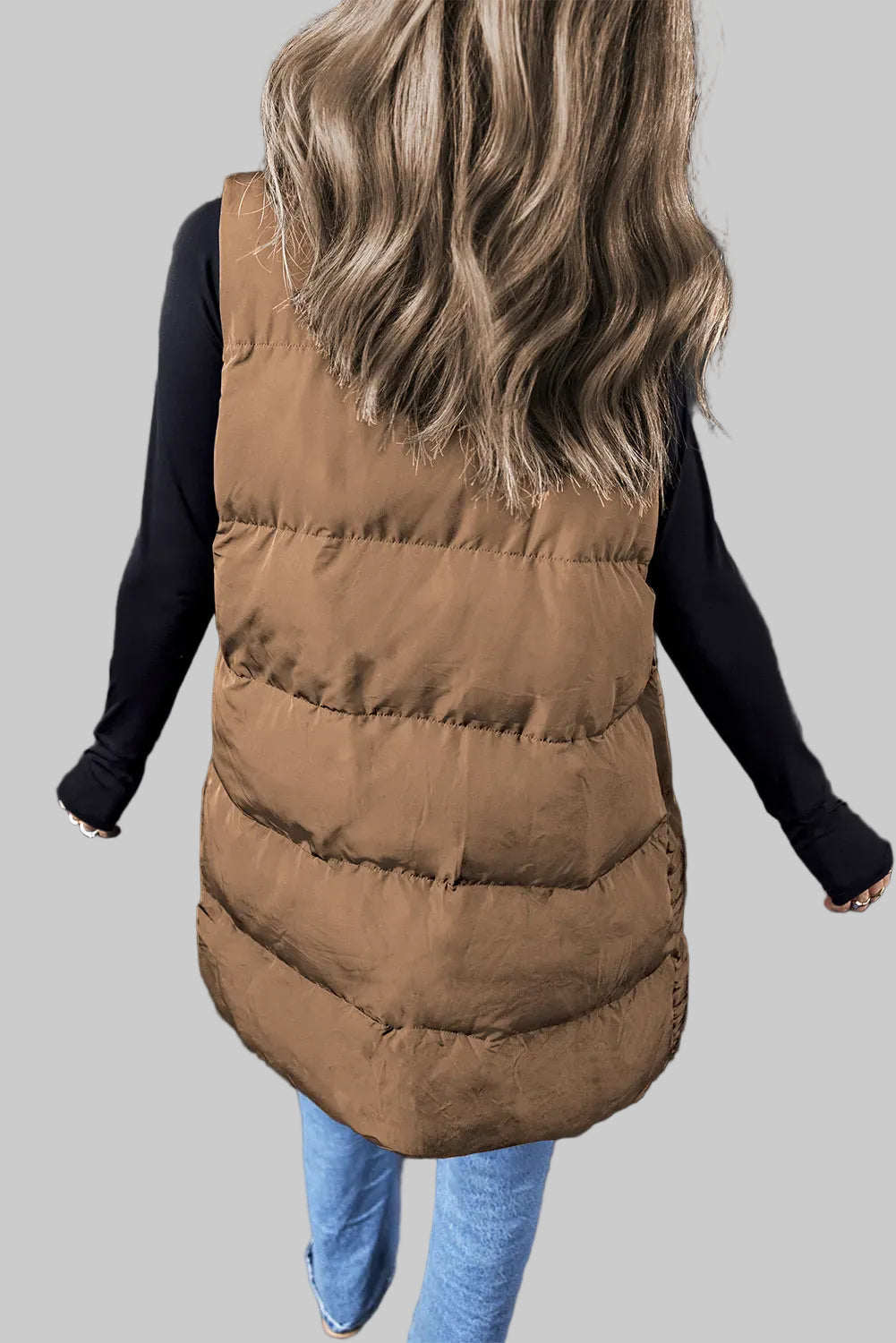 Women’s Pocketed Zip-Up Vest Coat – Mid-Thigh Winter Layer The Nichole Collection