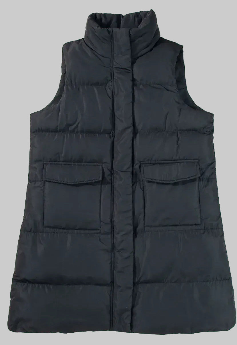 Women’s Pocketed Zip-Up Vest Coat – Mid-Thigh Winter Layer The Nichole Collection