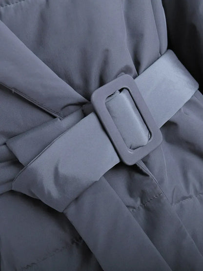 Women’s Puffer Long Sleeve Winter Coat with Belt – Tailored Outerwear The Nichole Collection