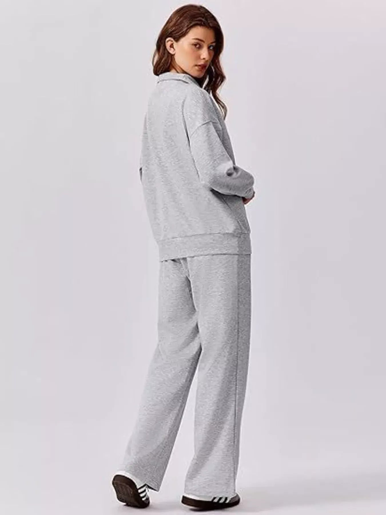 Women’s Relaxed Fit Quarter-Zip Top & Pants Set Women's Sets The Nichole Collection