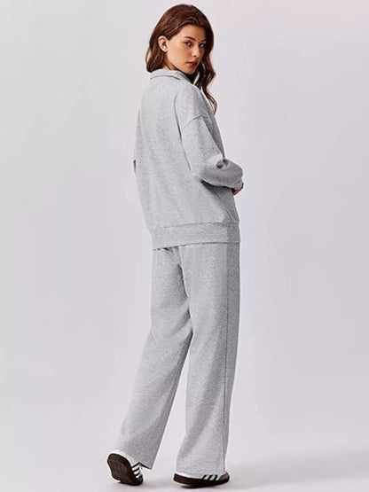Women’s Relaxed Fit Quarter-Zip Top & Pants Set Women's Sets The Nichole Collection