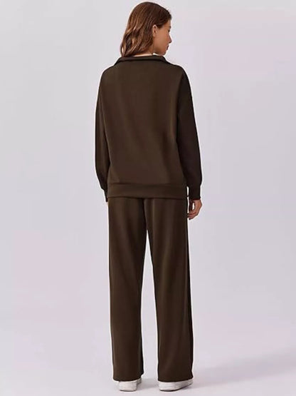 Women’s Relaxed Fit Quarter-Zip Top & Pants Set Women's Sets The Nichole Collection
