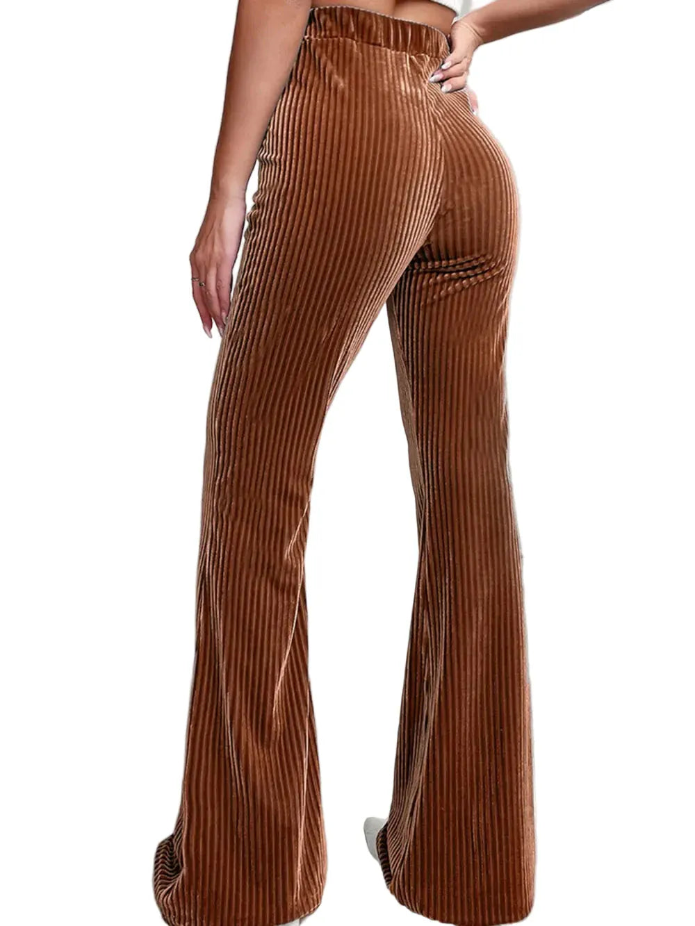 Women’s Ribbed Corduroy High-Waist Bootcut Pants – Refined Retro Elegance Dress Pants The Nichole Collection