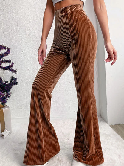 Women’s Ribbed Corduroy High-Waist Bootcut Pants – Refined Retro Elegance Dress Pants The Nichole Collection