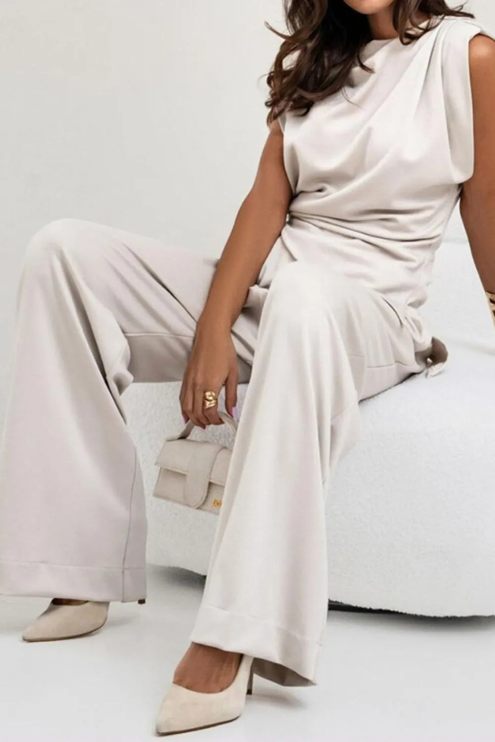 Women's Ruched Two-Piece Top and Pants Set Women's Sets The Nichole Collection - Official Site