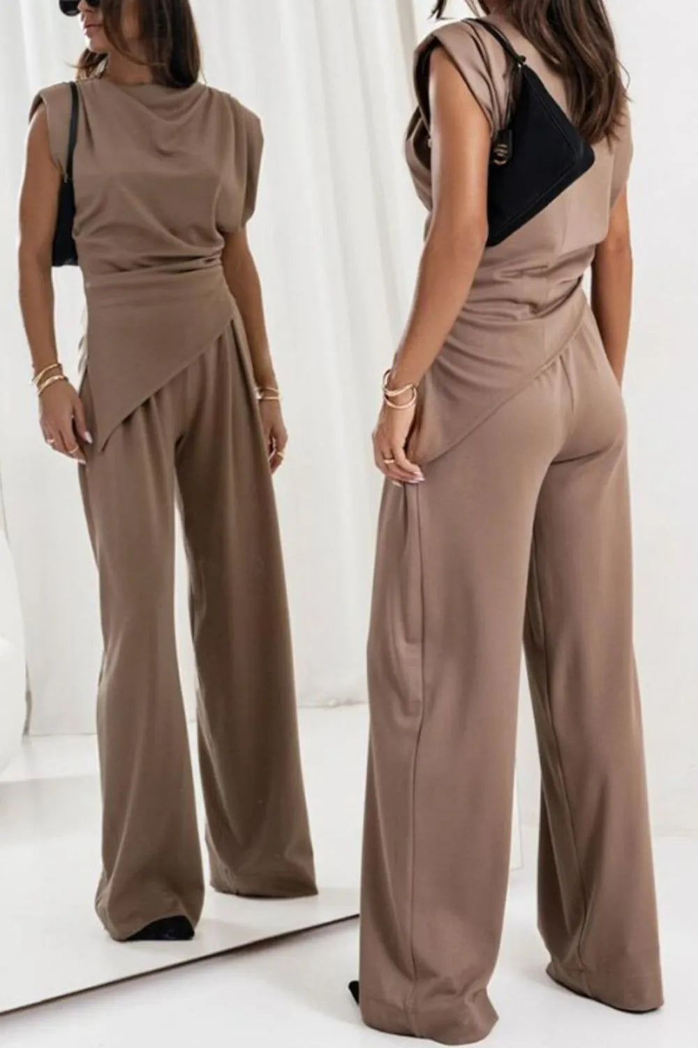 Women's Ruched Two-Piece Top and Pants Set Women's Sets The Nichole Collection - Official Site
