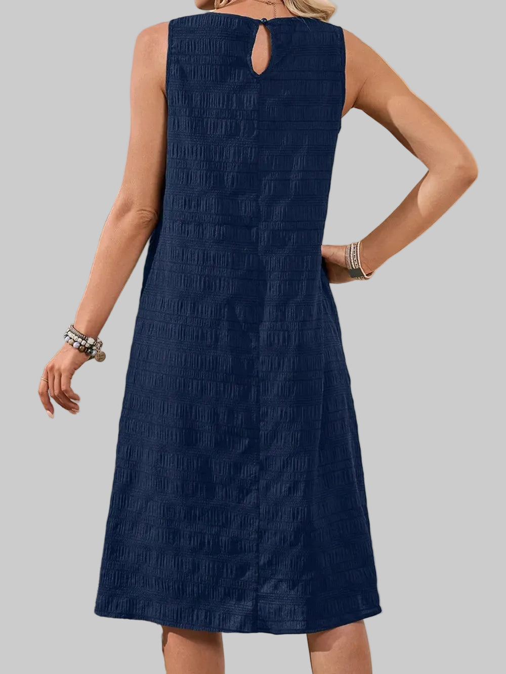 Women's Ruffled Textured Sleeveless Dress Midi Dresses The Nichole Collection - Official Site