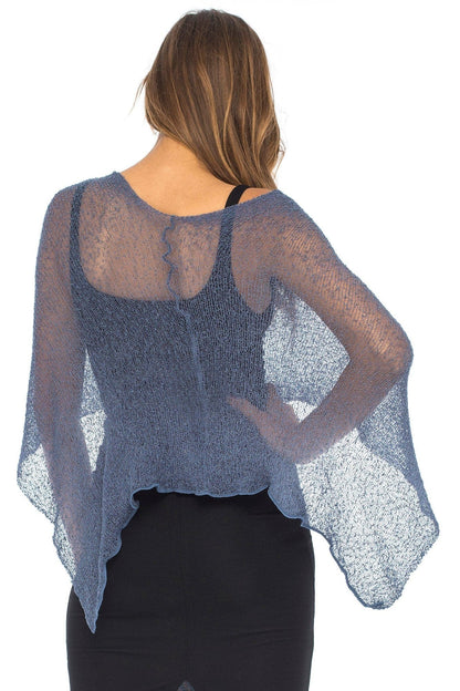 Women's Sheer Poncho Shrug Bolero, Lightweight Summer Shrug Pullover Sweater The Nichole Collection