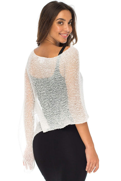 Women's Sheer Poncho Shrug Bolero, Lightweight Summer Shrug Pullover Sweater The Nichole Collection