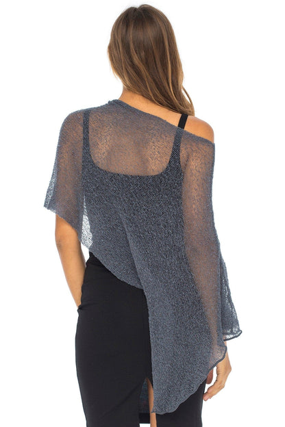 Women's Sheer Poncho Shrug Bolero, Lightweight Summer Shrug Pullover Sweater The Nichole Collection