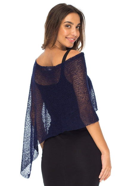 Women's Sheer Poncho Shrug Bolero, Lightweight Summer Shrug Pullover Sweater The Nichole Collection