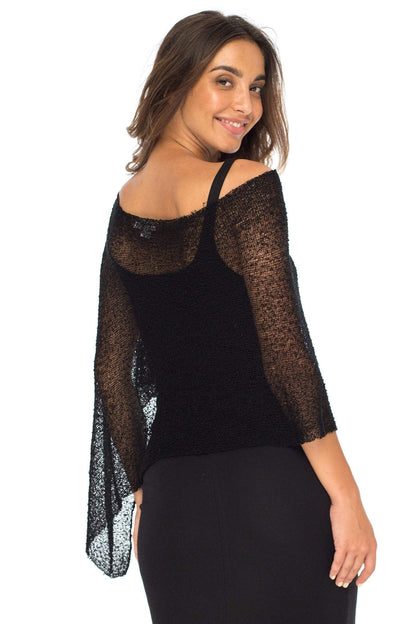 Women's Sheer Poncho Shrug Bolero, Lightweight Summer Shrug Pullover Sweater The Nichole Collection