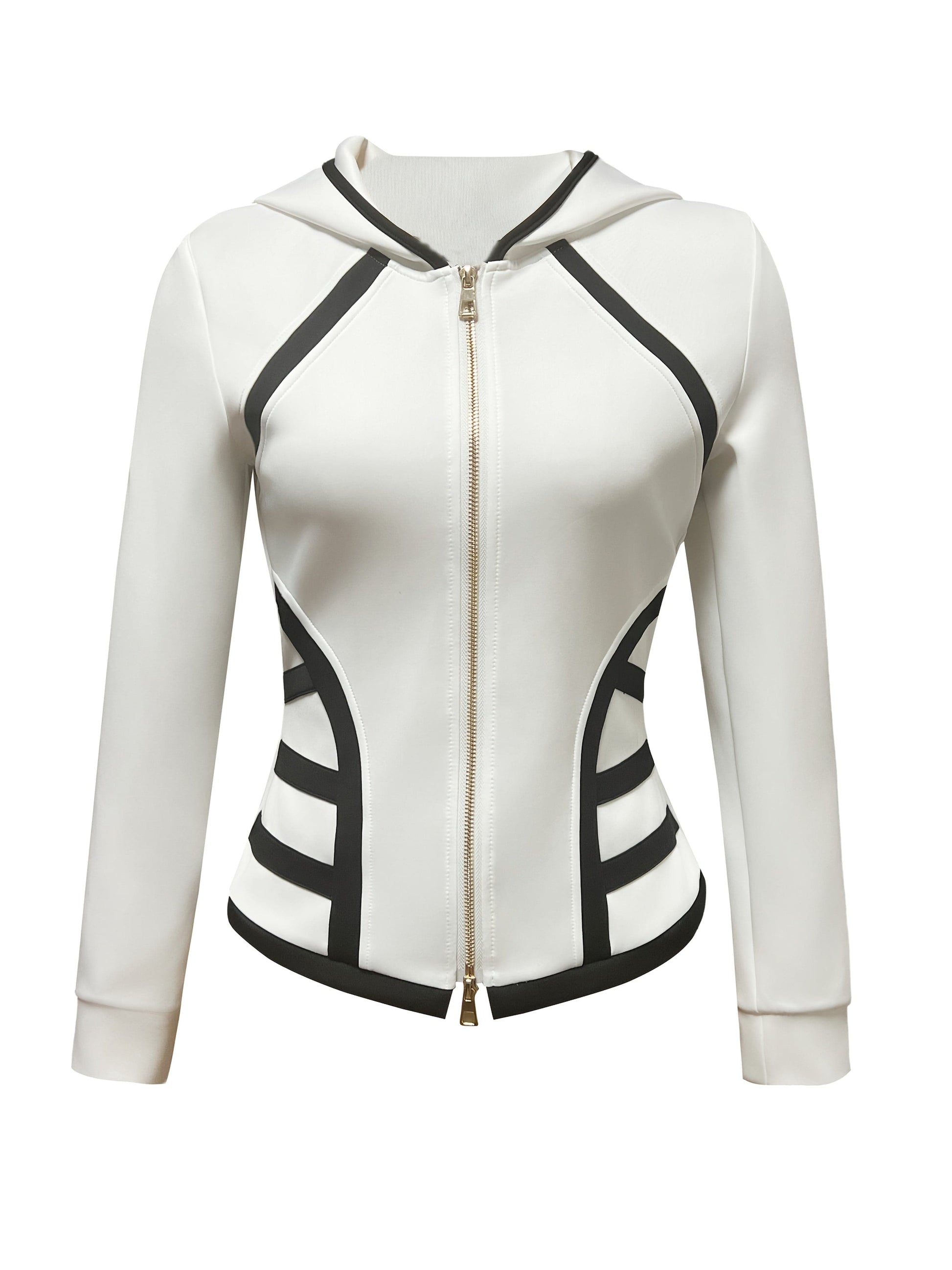 Women’s Slim-Fit Color-Block Hoodie Jacket with Gold Zipper Tracksuit The Nichole Collection