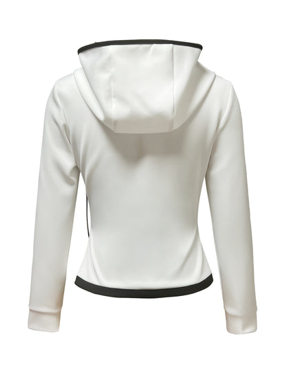 Women’s Slim-Fit Color-Block Hoodie Jacket with Gold Zipper Tracksuit The Nichole Collection
