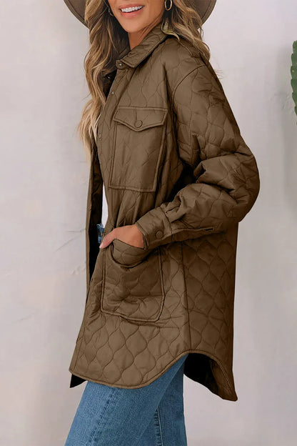 Women’s Snap-Down Puffed Sleeve Collared Winter Coat The Nichole Collection