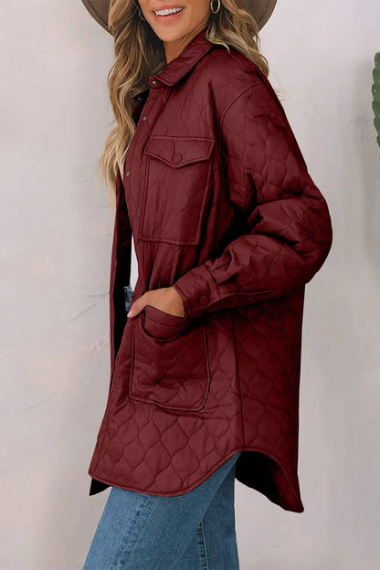 Women’s Snap-Down Puffed Sleeve Collared Winter Coat The Nichole Collection