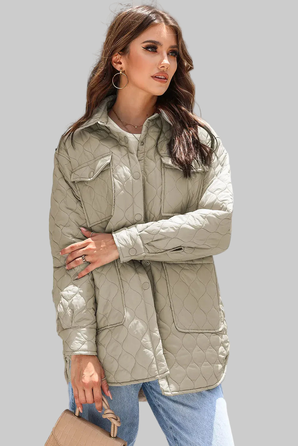 Women’s Snap-Down Puffed Sleeve Collared Winter Coat The Nichole Collection