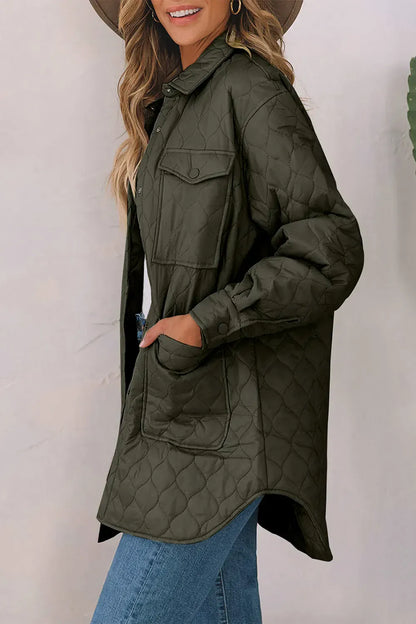 Women’s Snap-Down Puffed Sleeve Collared Winter Coat The Nichole Collection