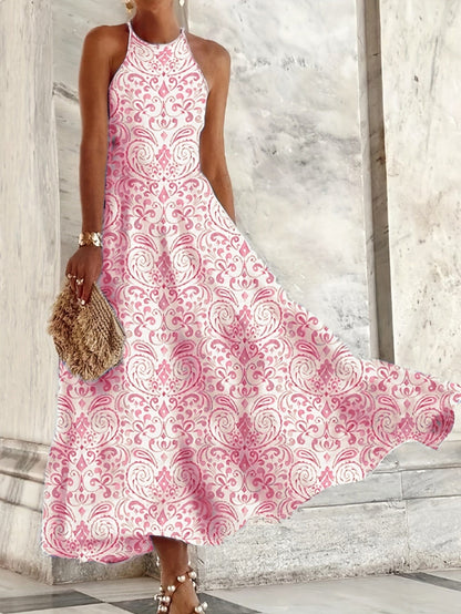Women’s Spaghetti Strap Peplum Dress – All-Over Printed Vacation Style The Nichole Collection