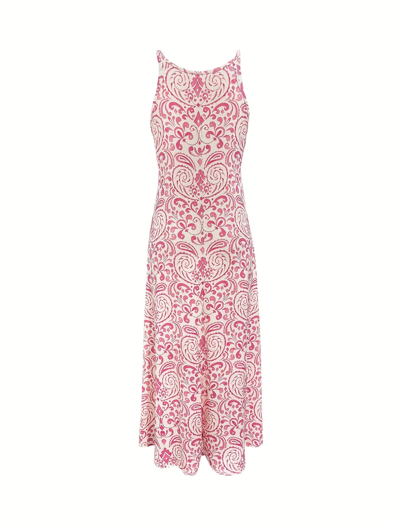 Women’s Spaghetti Strap Peplum Dress – All-Over Printed Vacation Style The Nichole Collection