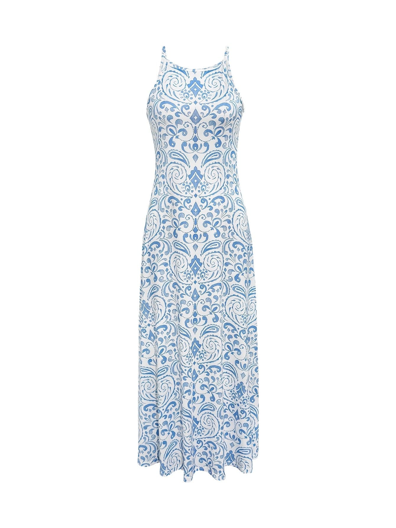 Women’s Spaghetti Strap Peplum Dress – All-Over Printed Vacation Style The Nichole Collection