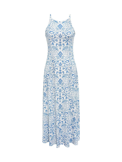 Women’s Spaghetti Strap Peplum Dress – All-Over Printed Vacation Style The Nichole Collection