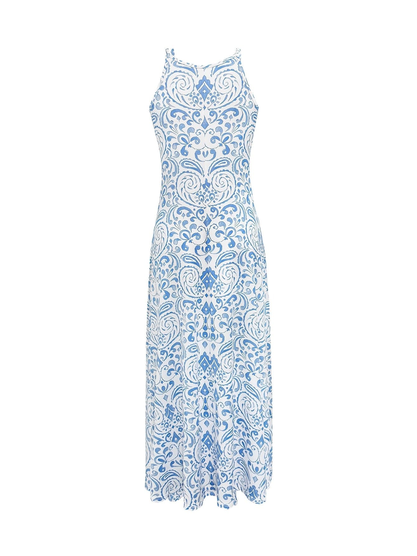Women’s Spaghetti Strap Peplum Dress – All-Over Printed Vacation Style The Nichole Collection
