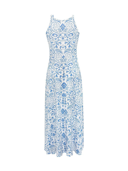 Women’s Spaghetti Strap Peplum Dress – All-Over Printed Vacation Style The Nichole Collection