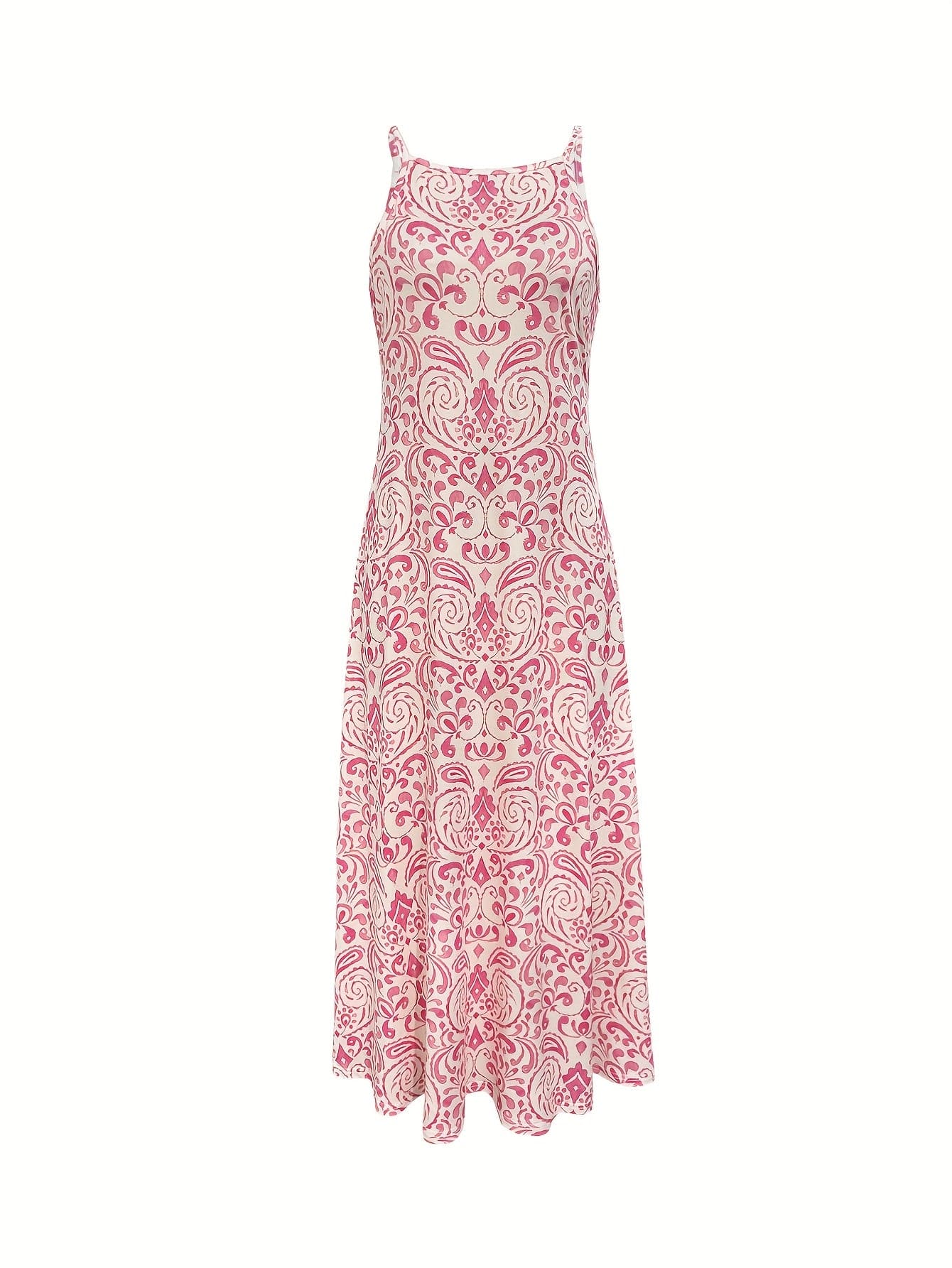 Women’s Spaghetti Strap Peplum Dress – All-Over Printed Vacation Style The Nichole Collection
