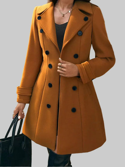 Women’s Tailored Double-Breasted Wool Blend Overcoat Coats Caramel / S The Nichole Collection