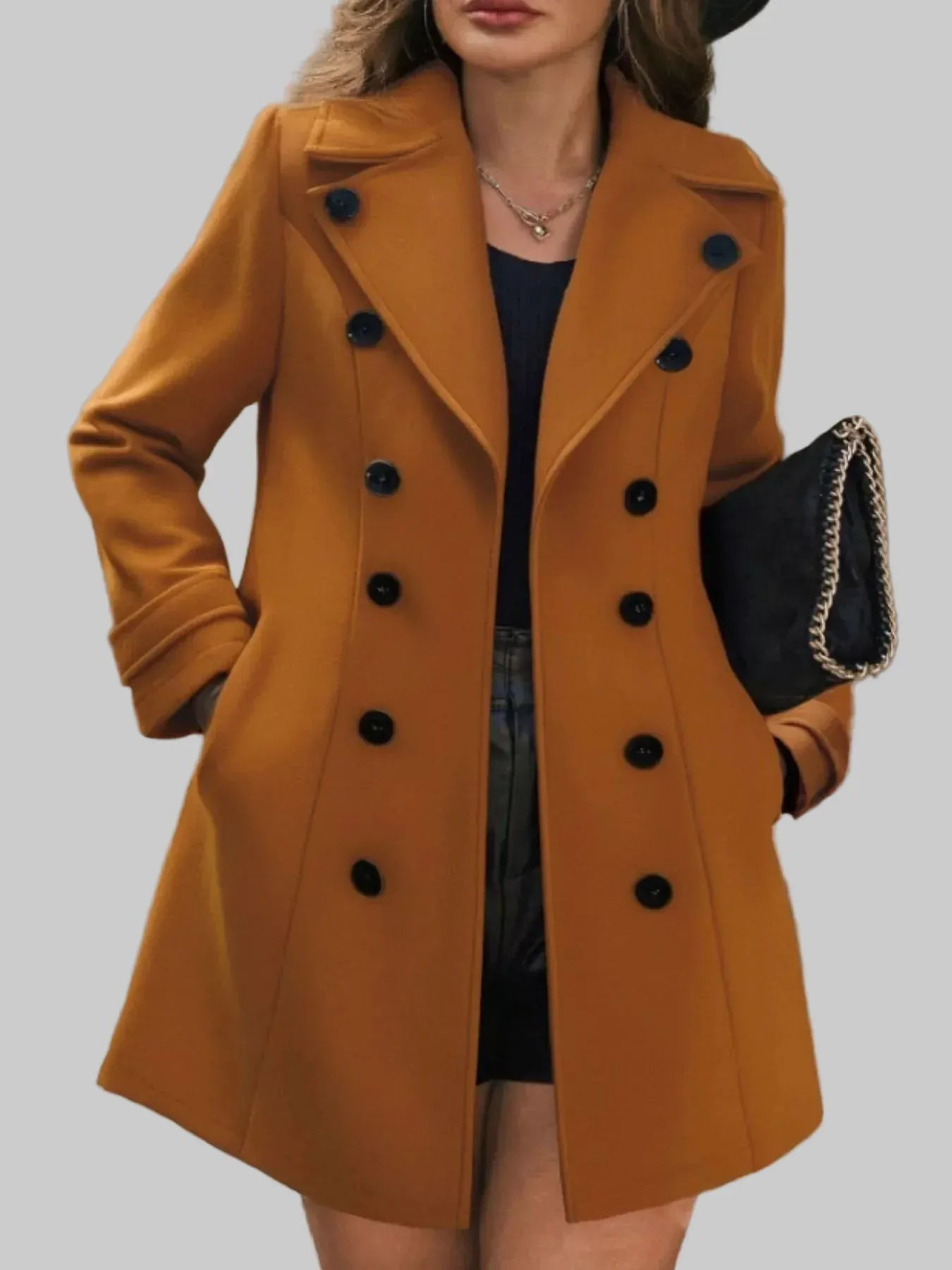 Women’s Tailored Double-Breasted Wool Blend Overcoat Coats The Nichole Collection
