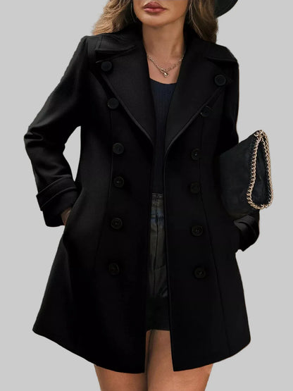 Women’s Tailored Double-Breasted Wool Blend Overcoat Coats Black / S The Nichole Collection