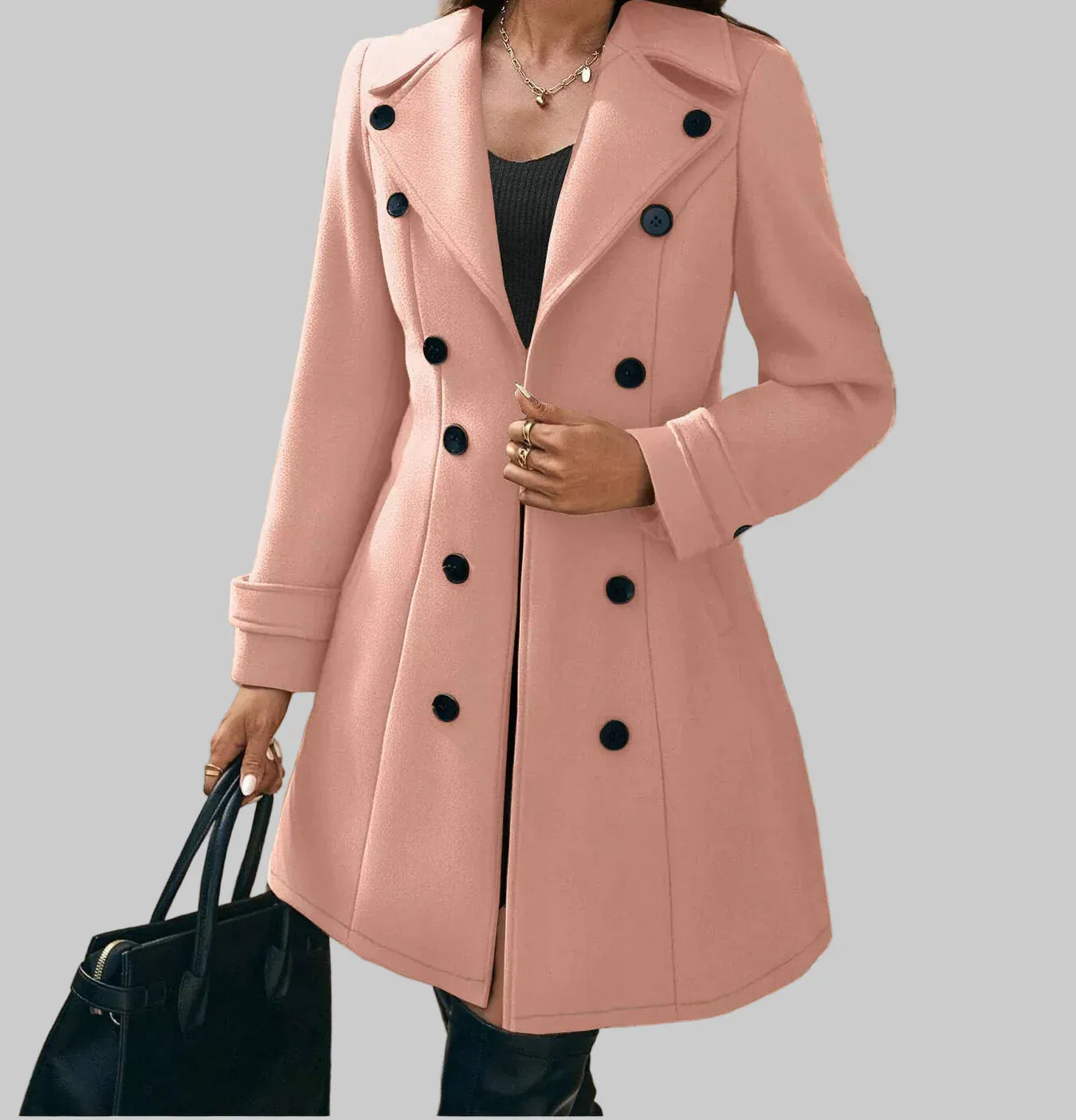 Women’s Tailored Double-Breasted Wool Blend Overcoat Coats The Nichole Collection