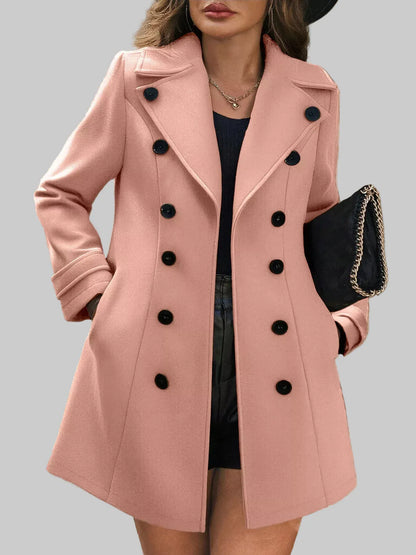 Women’s Tailored Double-Breasted Wool Blend Overcoat Coats Pale Blush / S The Nichole Collection