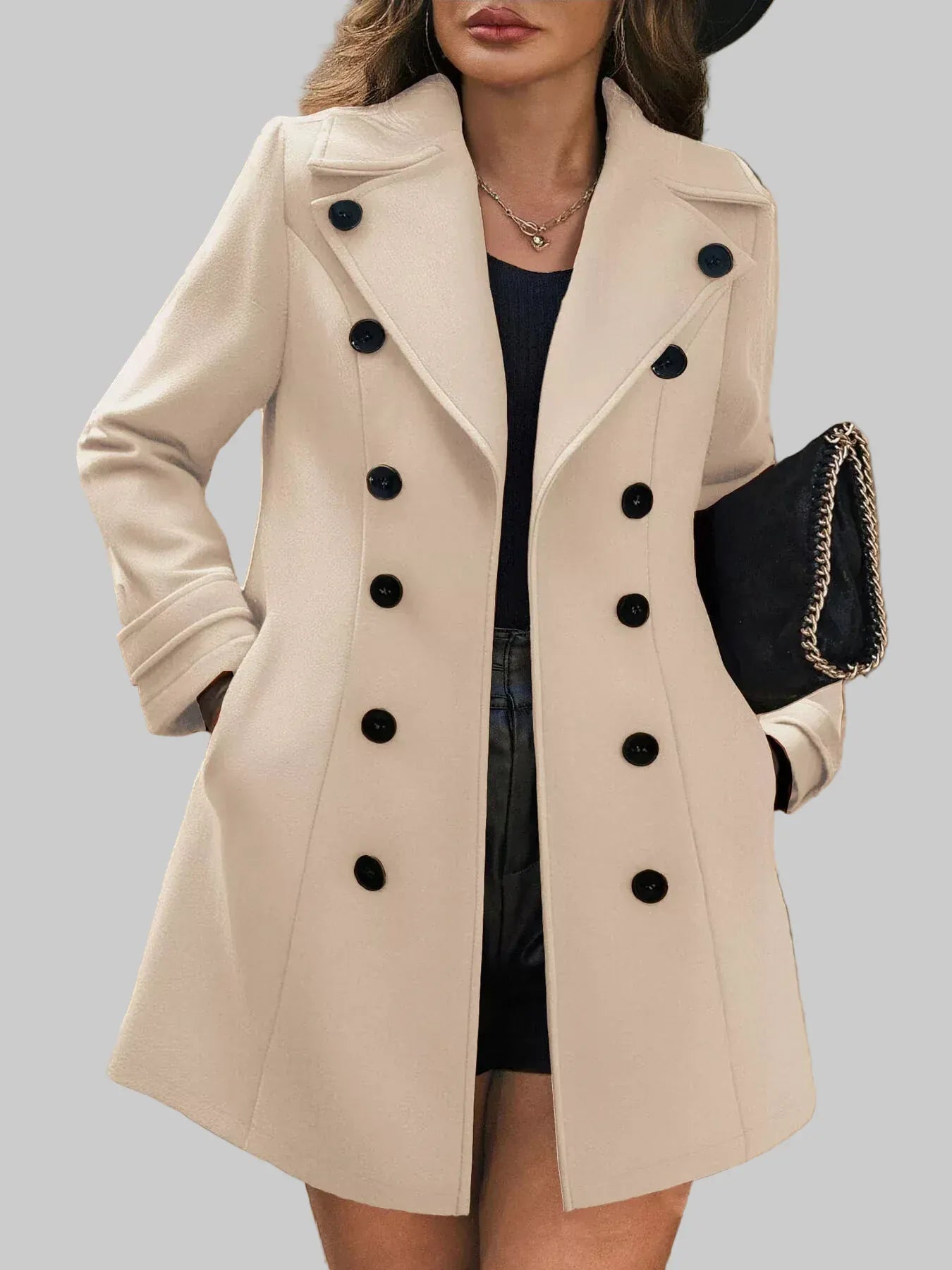 Women’s Tailored Double-Breasted Wool Blend Overcoat Coats Dust Storm / S The Nichole Collection