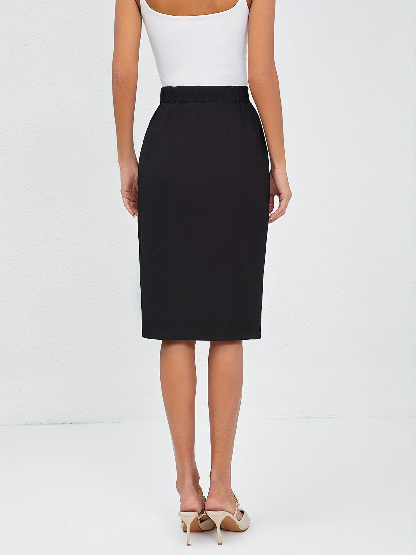 Women’s Tailored High-Waist Midi Skirt with Buckle Skirts The Nichole Collection